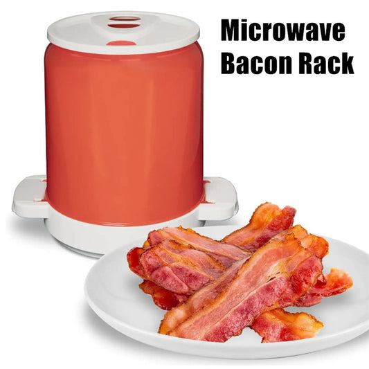 Home Bacon Cooking Tool Meat Gadget Roaster Racks Delicious Microwave Yummy Bacon Can Cooker Splatter-Proof Mess-Free Design Kitchen Gadgets