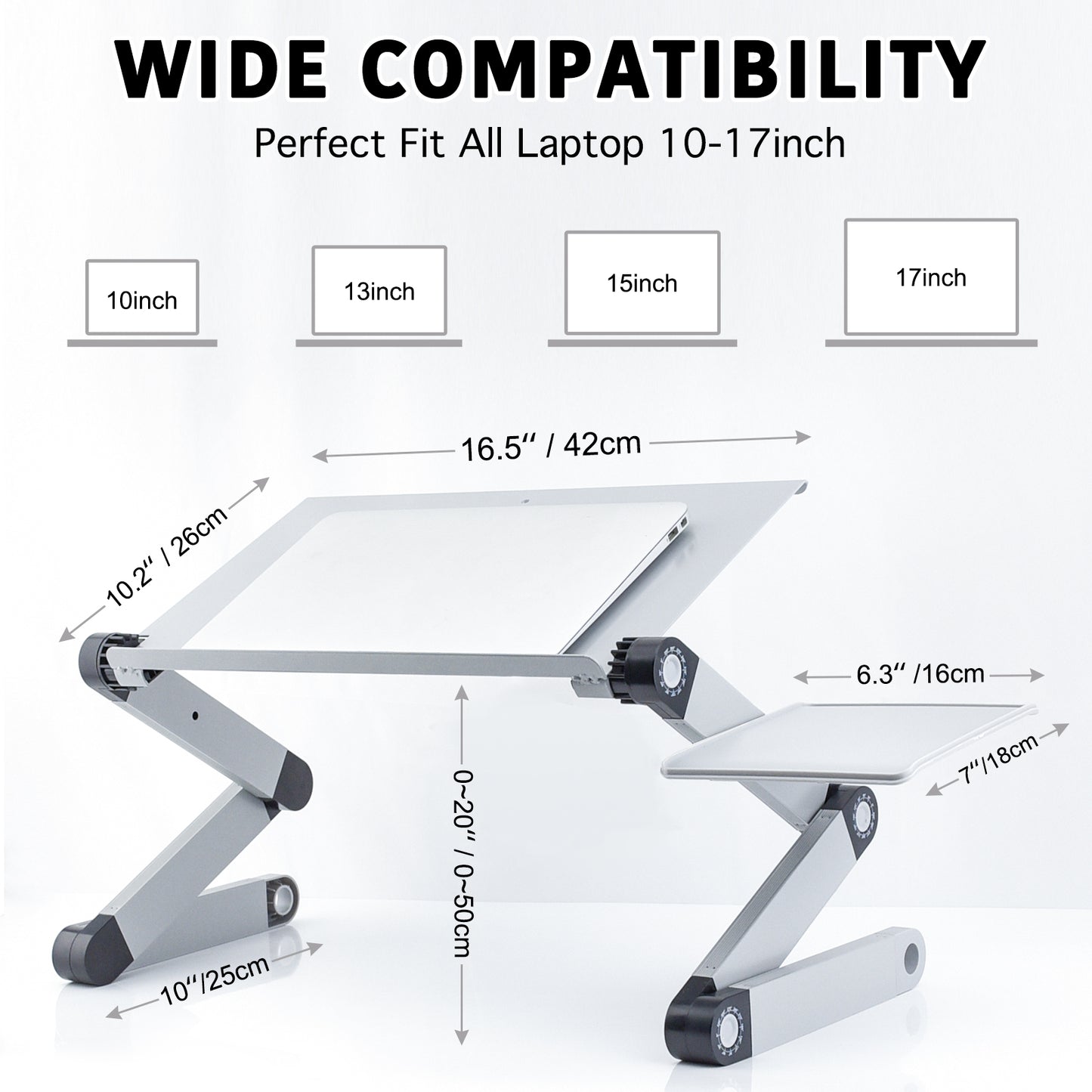 Adjustable Height Laptop Desk Laptop Stand for Bed Portable Lap Desk Foldable Table Workstation Notebook RiserErgonomic Computer Tray Reading Holder Bed Tray Standing Desk Silver Amazon Banned