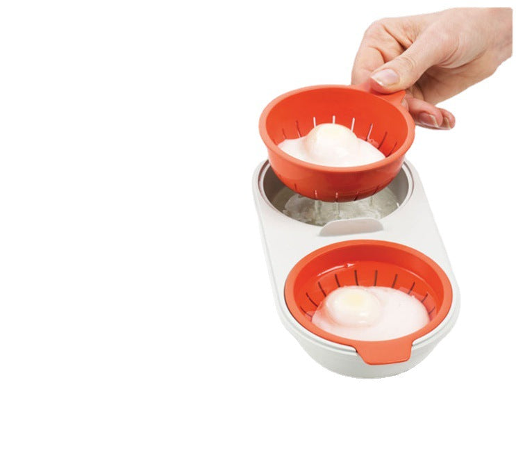 Microwave Egg Poacher Food Grade Cookware Double Cup Egg Boiler Kitchen Steamed Egg Set Microwave Ovens Cooking Tools