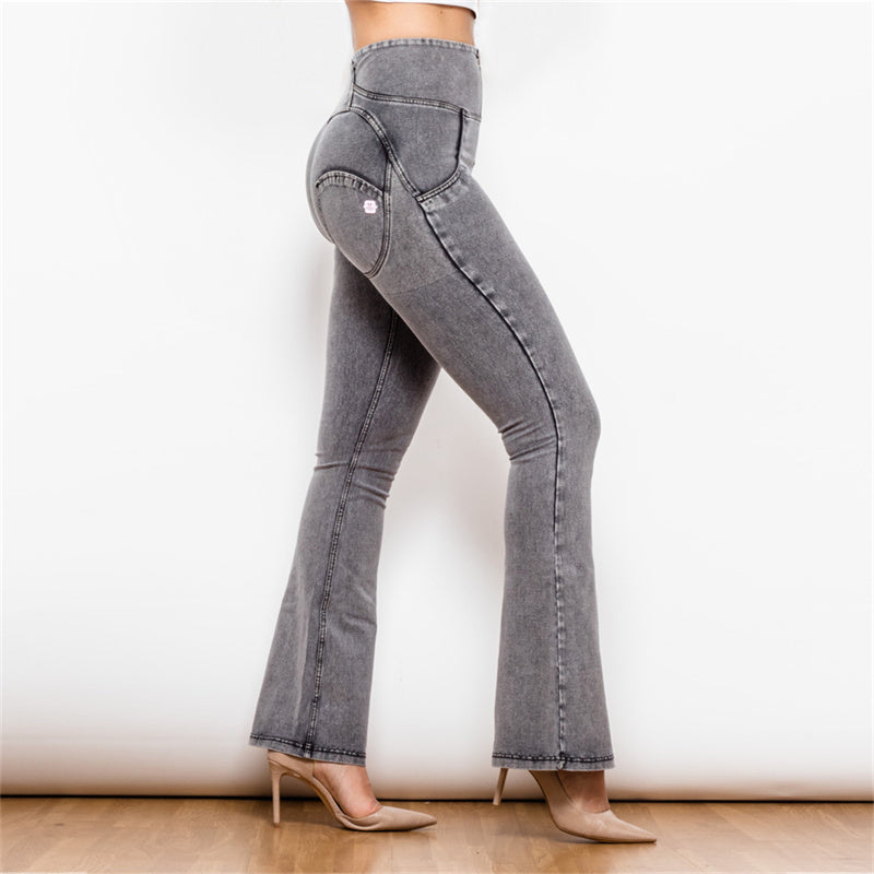 Flared Pants Women's Hip Lift Grey High Waist Women's Skinny Jeans