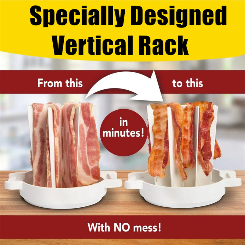 Home Bacon Cooking Tool Meat Gadget Roaster Racks Delicious Microwave Yummy Bacon Can Cooker Splatter-Proof Mess-Free Design Kitchen Gadgets